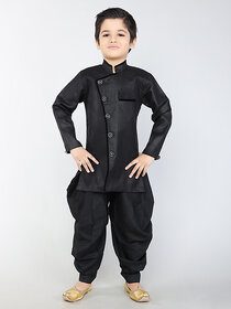 BBS Creation Boy's Festive  Party Angarkha With Dhoti Pant Set (Black Pack of 1)