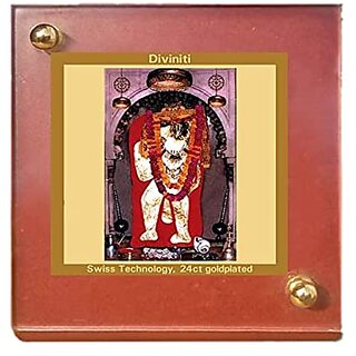                      DIVINITI Mehandipur Balaji Idol Photo Frame for Car Dashboard Table Decor office  MDF 1B wooden Frame and 24K Gold Plated Foil Religious photo frame idol for Pooja Gifts Items (6.3x5.5 cm)                                              