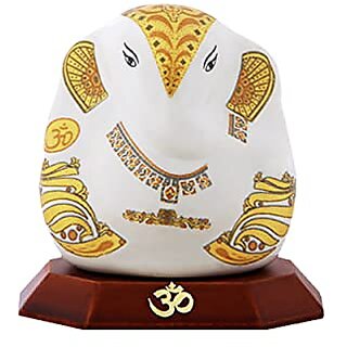                       Diviniti Blessing a Multi Colored Statue of Ceramic Ganesha G1 Idol for Car Dashboard  God Figurine Ganpati Sculpture Idol for Diwali Gift Home Decorations Pooja puja Gifts (5.5 x 3 cm) (1 Pack)                                              