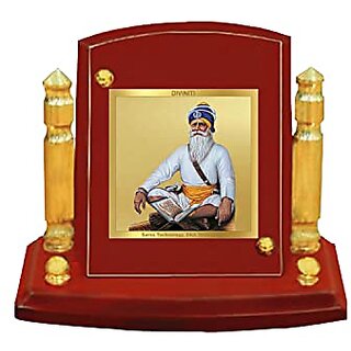                      DIVINITI Baba Deep Singh Ji God Idol Photo Frame for Car Dashboard Table Dxc3xa9cor|MDF 1B wooden Frame 24K Gold Plated Foil and Engraved Pillars of Brass|Idol for Pooja Gifts Items (7x9cm)                                              