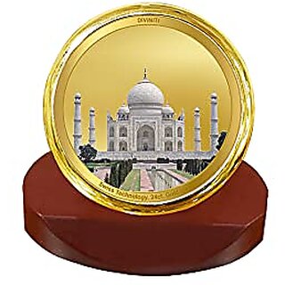                       Diviniti Taj Mahal Gold Plated Metallic Car Frame Table Decor| MCF 1C Classic Taj Mahal and 24K Gold Plated Foil| Religious Frame Idol for Pooja Worship Gifts Items (5.5 CM x 5.0 CM)                                              