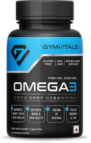 Gymvitals Fish Oil 1000mg For Men  Women with 180mg EPA and 120mg DHA , For Healthy Joints, Brain, Eye, Heart,