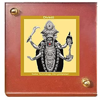                       DIVINITI Maa Kali Idol Photo Frame for Car Dashboard Table Dxefxbfxbdcor Office | MDF 1B Wooden Frame and 24K Gold Plated Foil| Religious Photo Frame Idol for Pooja Gifts Items (6.3x5.5 cm) (1 Pack)                                              