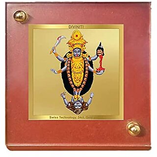                       DIVINITI Maa Kali Idol Photo Frame for Car Dashboard Table Dxefxbfxbdcor Office | MDF 1B Wooden Frame and 24K Gold Plated Foil| Religious Photo Frame Idol for Pooja Gifts Items (6.3x5.5 cm) (1 Pack)                                              