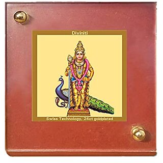                       DIVINITI Lord Murugan God Idol Photo Frame for Car Dashboard Table Dxc3xa9cor office | MDF 1B wooden Frame and 24K Gold Plated Foil| Religious frame idol for Pooja prayer Gifts Items (6.3x5.5 cm)                                              