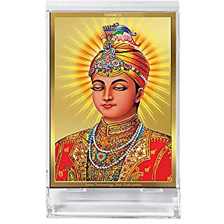                       DIVINITI Guru Harkishan Singh Ji Idol Photo Frame for Car Dashboard Table Dxc3xa9cor|ACF 3 Classic Guru Harkishan singh ji acrylic Frame 24K Gold Plated Foil |Idol for Pooja Gifts Item (11.0 X 6.8 CM)                                              