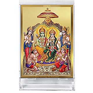                       DIVINITI Ram Darbar God Idol Photo Frame for Car Dashboard Table Dxc3xa9cor|ACF 3 ACRYLIC Frame 24K Gold Plated Foil and |Idol for Pooja Gifts Items (11X6.8 CM)                                              