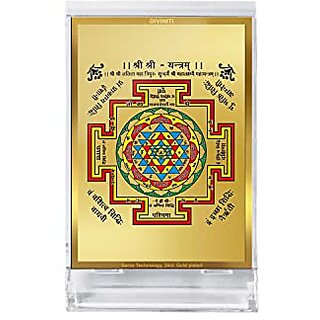                       DIVINITI Shri Yantra Idol Photo Frame for Car Dashboard Table Dxc3xa9cor office | ACF 3 Acrylic Photo Frames and 24K Gold Plated Foil| Religious photo frame idol for Pooja Gifts Items (11x6.8 cm)                                              