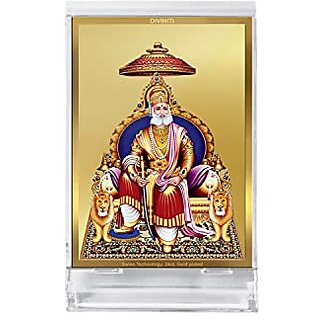                       DIVINITI maharaj agrasen Photo Frame for Car Dashboard Table Decor|ACF 3 Classic Maharaj Agrasen and 24K Gold Plated Foil| Religious Frame Idol for Pooja Gifts Items (11.0X 6.8 CM)                                              