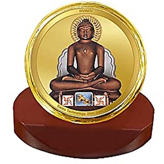                       DIVINITI Mahavir God Idol Photo Frame for Car Dashboard Table Dxc3xa9cor office | MCF 1C Photo Frames and 24K Gold Plated Foil| Religious photo frame idol for Pooja prayer Gifts Items (5.5X5.0 CM)                                              
