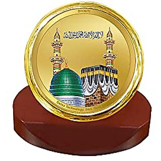                       DIVINITI Mecca Madina Photo Frame for Car Dashboard Table Dxc3xa9cor office | MCF 1C Photo Frames and 24K Gold Plated Foil| Religious photo frame idol for Pooja Gifts Items (5.5X5.0 CM)                                              