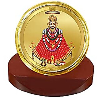                       Diviniti Khatu Shyam Gold Plated Metallic Car Frame Table Decor| MCF 1C Classic Khatu Shyam and 24K Gold Plated Foil| Religious Frame Idol for Pooja Worship Gifts Items (5.5 CM x 5.0 CM)                                              