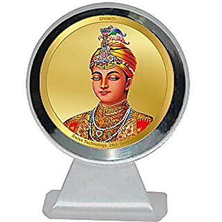                       Diviniti Agrasen Maharaj Gold Plated Metallic Car Frame Table Decor MCF 1CR Classic Agrasen Maharaj and 24K Gold Plated Foil Religious Frame Idol for Pooja Worship Gifts Items (5.5 CM x 5.0 CM)                                              