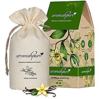                       Aromahpure Premium Car Perfume Fragrance Flakes - Vanilla Fanatasy Luxury Car Air Freshener made Organically with Essential Oil Grains and Flakes - 50 Gms fragrant for 30 days.                                              