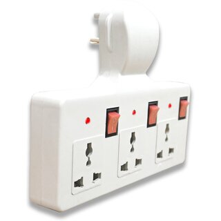                       3+3 Multiplug Extension Board with Individual Switches & LED Indicators 3 Socket                                              