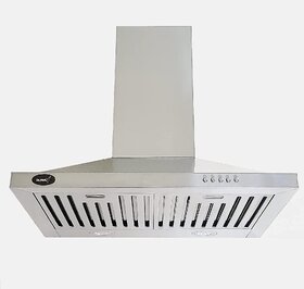 Ruwa 60cm 800m3/hr Kitchen Chimney Stainless Steel with Installation Kit. Model: Garnet SS (Features Push Controls, Stai