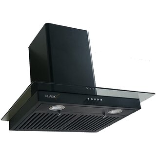 Ruwa 60cm 800m3/hr Kitchen Chimney with Installation Kit Model FG Noir (Features Push Controls, Baffle Filter, 3watts l