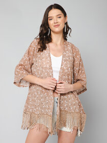PURYS Brown Floral Shrugs for Women