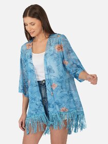 PURYS Blue Floral Shrugs for Women