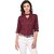 Purys Women Maroon Poly Cotton Solid Casual Shirt