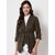 PURYS Dark Green Solid Shrugs for Women