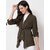 PURYS Dark Green Solid Shrugs for Women