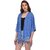 PURYS Blue Self Design Shrugs for Women