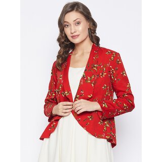                       PURYS Red Printed Shrugs for Women                                              