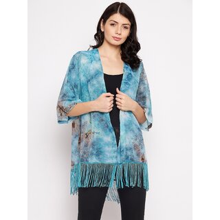                       PURYS Blue Printed Shrugs for Women                                              