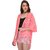 PURYS Pink Self Design Shrugs for Women