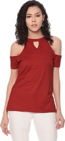 Purys Women Red Solid Basic Top