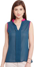 Purys Women Blue Solid Regular Top