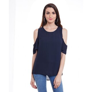Purys Women Dark Blue Solid Regular Top