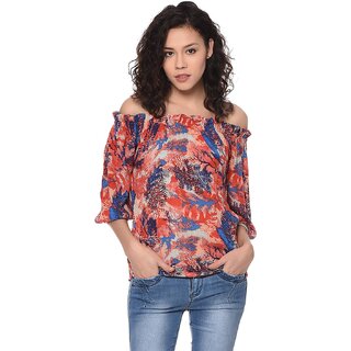                       Purys Women Multicolor Printed Basic Top                                              