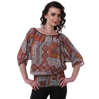                       Purys Women Multicolor Printed Basic Top                                              