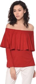 Purys Women Red Solid Layered Top