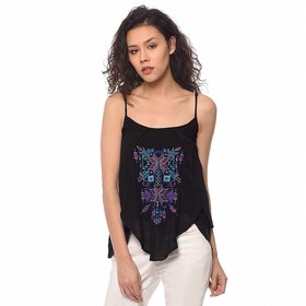 Purys Women Black Embroidered Regular Top