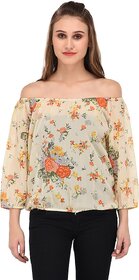 Purys Women Yellow Floral Off Shoulder Top