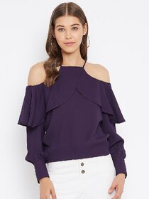 PURYS Women Purple Solid Strappy Top