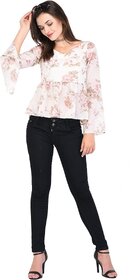Purys Women White Floral Regular Top