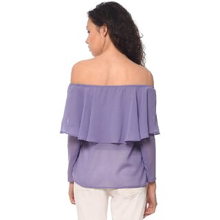Modern Women Purys Women Purple Solid Off Shoulder Top 2025 at ShopCircuit | ONDC