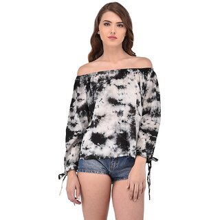                       Purys Women Multicolor Tie-Dye Off Shoulder Top                                              