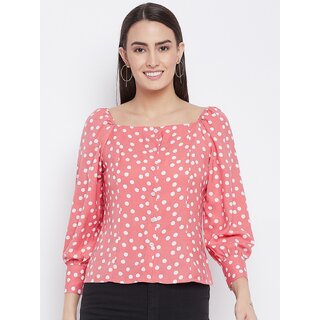                       PURYS Women White Printed Basic Top                                              