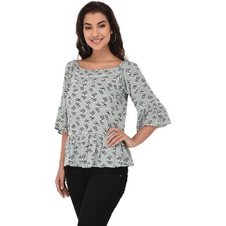 Elegant Women Purys Women Green Floral Regular Top 2025 at ShopCircuit | ONDC