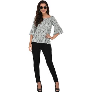 Elegant Women Purys Women Green Floral Regular Top 2025 at ShopCircuit | ONDC
