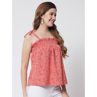 Affordable Women PURYS Women Pink Printed Regular Top 2025 at ShopCircuit | ONDC