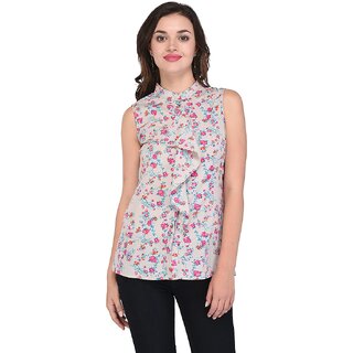                       Purys Women Grey Printed Regular Top                                              