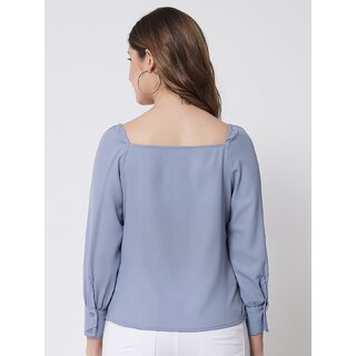 Luxurious Women PURYS Women Blue Solid Regular Top 2025 at ShopCircuit | ONDC