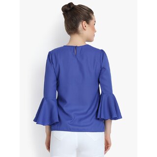 Best Women Purys Women Blue Printed Basic Top 2025 at ShopCircuit | ONDC