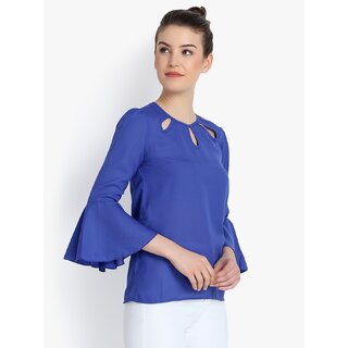 Best Women Purys Women Blue Printed Basic Top 2025 at ShopCircuit | ONDC